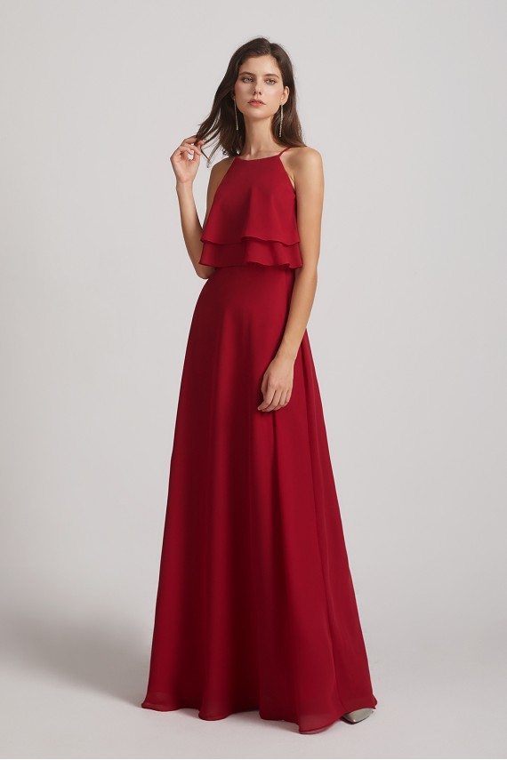A-line Chiffon Jewel Flounced Top Bridesmaid Dresses Canada