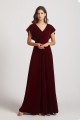 Velvet Flutter Sleeve Bridesmaid Dresses with Open Back Canada