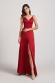 A-Line V-Neck Spaghetti Straps Satin Bridesmaid Dresses with Front Slit Canada