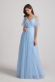 Princess V-Neck Long Flutter Sleeve Bridesmaid Dresses with Open Back Canada