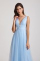 Plunging V-Neck Straps Tulle Long Bridesmaid Dresses Canada
