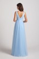 Plunging V-Neck Straps Tulle Long Bridesmaid Dresses Canada
