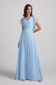 V-Neck Flutter Sleeve Backless Chiffon Bridesmaid Dresses with Side Slit Canada
