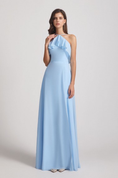 Ruffled Halter Neckline A-Line Skirt Slit Bridesmaid Dresses Canada