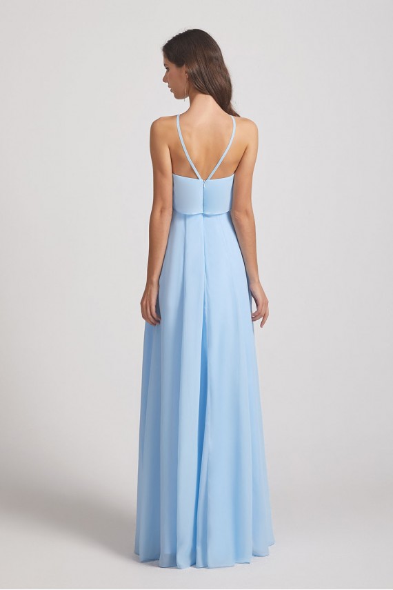 Ruffled Halter Neckline A-Line Skirt Slit Bridesmaid Dresses Canada