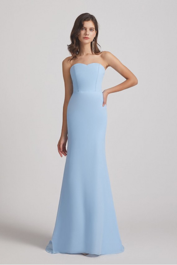 Light Sky Blue Chiffon Strapless Sweetheart Bridesmaid Dresses Canada