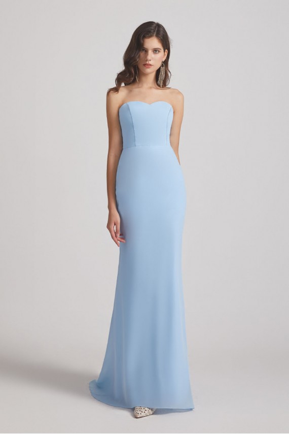Light Sky Blue Chiffon Strapless Sweetheart Bridesmaid Dresses Canada