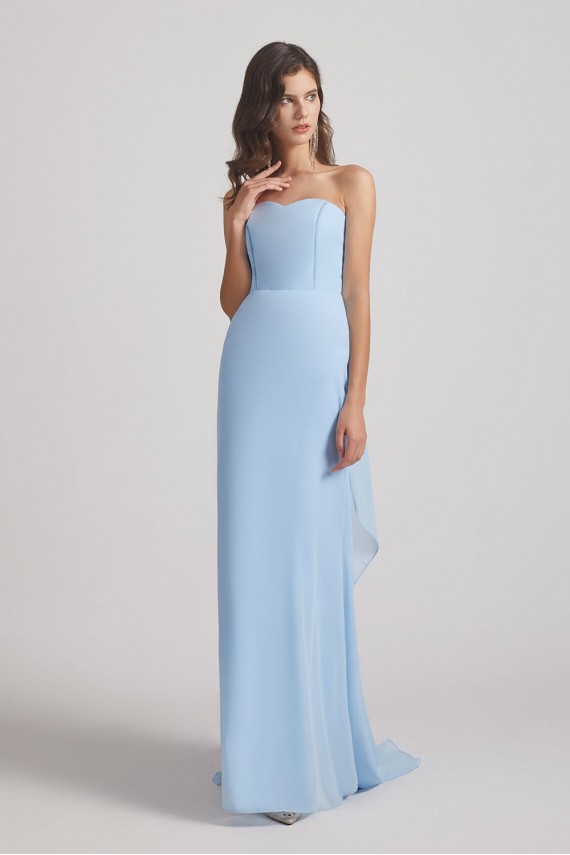 Light Sky Blue Chiffon Strapless Sweetheart Bridesmaid Dresses Canada