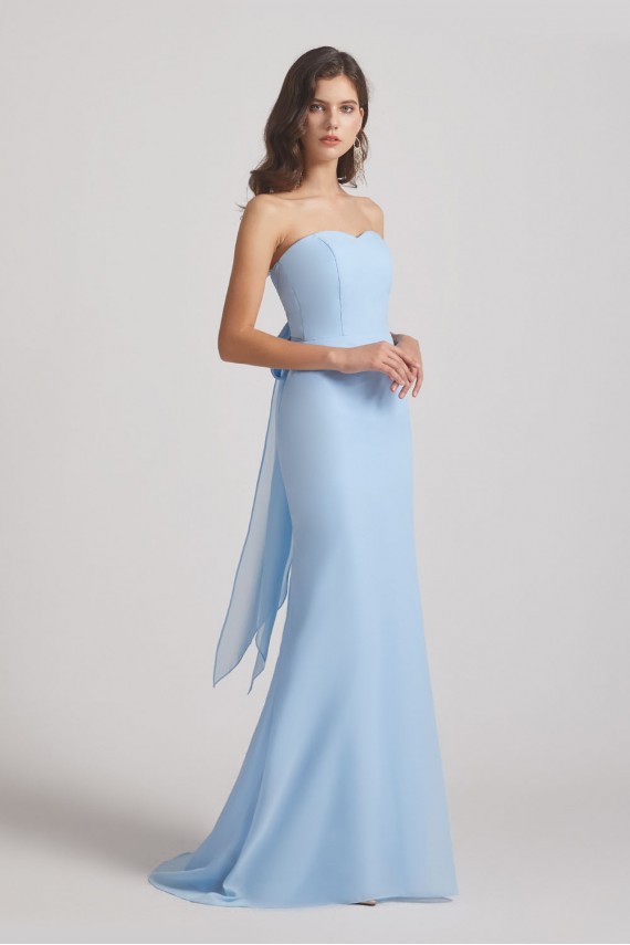 Light Sky Blue Chiffon Strapless Sweetheart Bridesmaid Dresses Canada