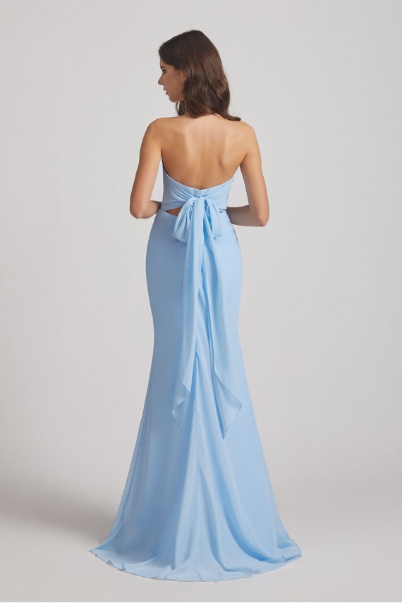 Light Sky Blue Chiffon Strapless Sweetheart Bridesmaid Dresses Canada