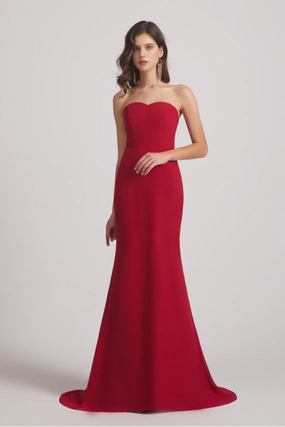 Strapless Sweetheart Chiffon Sheath Bridesmaid Dresses Canada