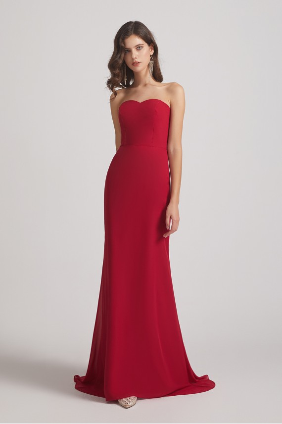 Strapless Sweetheart Chiffon Sheath Bridesmaid Dresses Canada