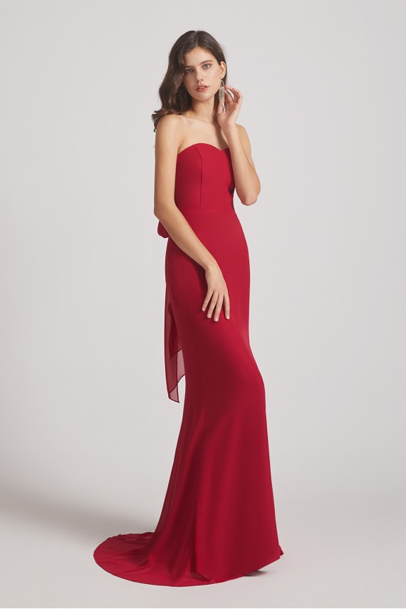Strapless Sweetheart Chiffon Sheath Bridesmaid Dresses Canada