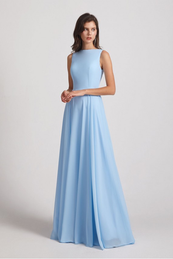 Long Sleeveless Open Back Chiffon Maxi Dresses Canada