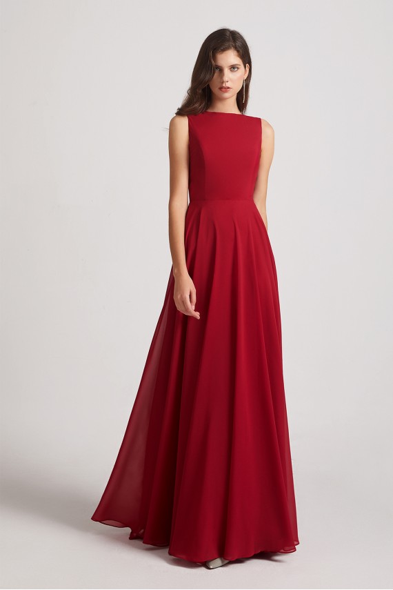 Jewel A-line Chiffon Open Back Bridesmaid Dresses Canada