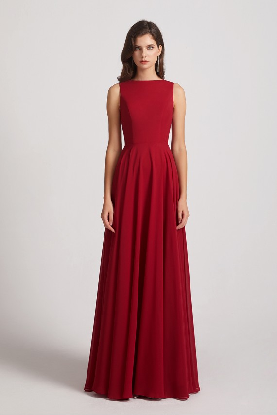 Jewel A-line Chiffon Open Back Bridesmaid Dresses Canada