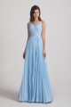 Spaghetti Straps V-Neck Pleated Blue Chiffon Bridesmaid Dresses Canada