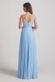Spaghetti Straps V-Neck Pleated Blue Chiffon Bridesmaid Dresses Canada