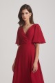 V-Neck Chiffon Side Slit Bridesmaid Dresses With Flutter Half Sleeves Canada