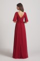 V-Neck Chiffon Side Slit Bridesmaid Dresses With Flutter Half Sleeves Canada