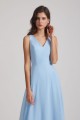 V-Neck Straps A-Line Chiffon Bridesmaid Dresses with Tied Sash Canada