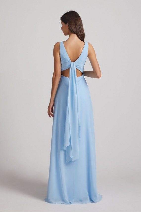 V-Neck Straps A-Line Chiffon Bridesmaid Dresses with Tied Sash Canada