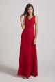 V-Neck Tie Back A-line Chiffon Long Bridesmaid Dresses Canada