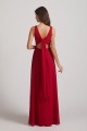 V-Neck Tie Back A-line Chiffon Long Bridesmaid Dresses Canada