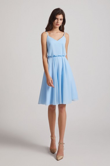 Spaghetti Straps V-Neck Chiffon Short Bridesmaid Dresses Canada