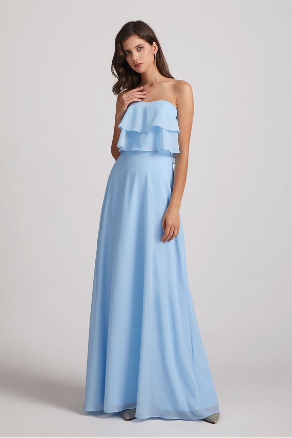 Strapless Long Chiffon Boho Bridesmaid Dresses Canada
