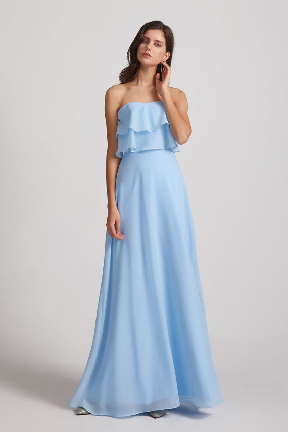 Strapless Long Chiffon Boho Bridesmaid Dresses Canada