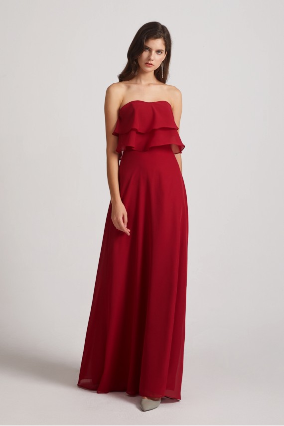Strapless Chiffon Bridesmaid Dresses with Tiered Ruffles Canada