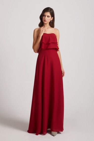 Strapless Chiffon Bridesmaid Dresses with Tiered Ruffles Canada