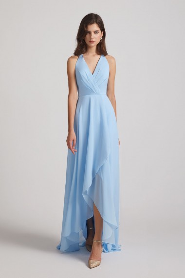V-Neck Sleeveless Criss-Cross Back Asymmetrical Hi-Lo Bridesmaid Dresses Canada