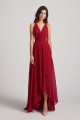 Straps V-Neck Chiffon Country High Low Bridesmaid Dresses Canada