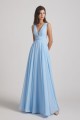 Deep V-Neck Chiffon Sleeveless Sky Blue Bridesmaids Dresses Canada