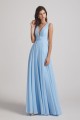 Deep V-Neck Chiffon Sleeveless Sky Blue Bridesmaids Dresses Canada