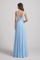 Deep V-Neck Chiffon Sleeveless Sky Blue Bridesmaids Dresses Canada