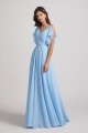 Crinkle Chiffon Bridesmaid Dresses with Open Flutter Sleeves Canada