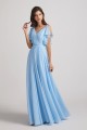 Crinkle Chiffon Bridesmaid Dresses with Open Flutter Sleeves Canada