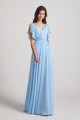 Crinkle Chiffon Bridesmaid Dresses with Open Flutter Sleeves Canada