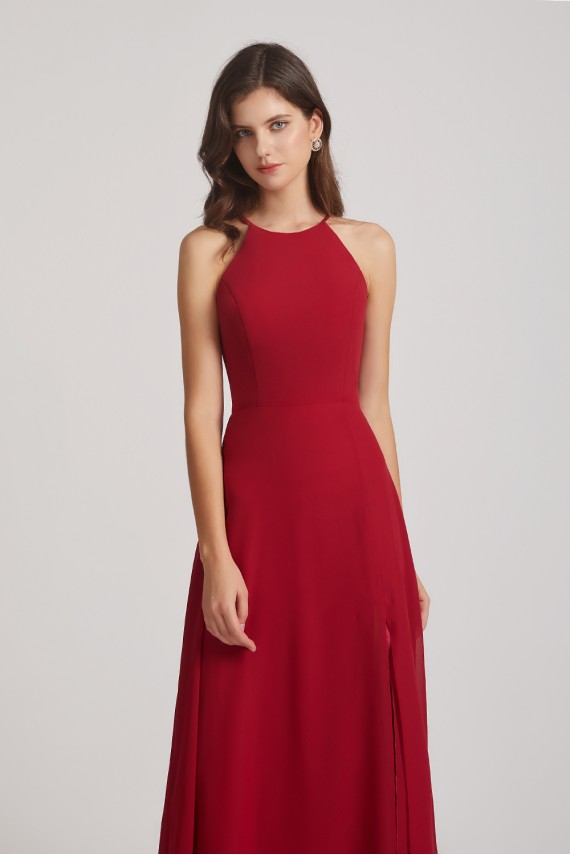 Halter Chiffon Maxi Dresses with Side Slit Canada