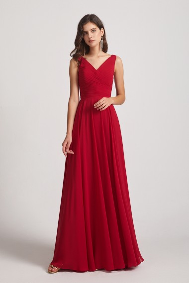 Straps Pleated A-Line Chiffon Sleeveless Bridesmaid Dresses Canada
