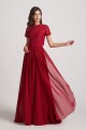 Jewel Lace Top Short Sleeve Long Chiffon Bridesmaid Dresses Canada