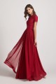Jewel Lace Top Short Sleeve Long Chiffon Bridesmaid Dresses Canada