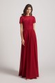 Jewel Lace Top Short Sleeve Long Chiffon Bridesmaid Dresses Canada