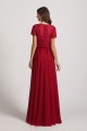 Jewel Lace Top Short Sleeve Long Chiffon Bridesmaid Dresses Canada