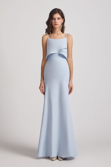 Spaghetti Straps Tiered Top Maxi Bridesmaid Dresses Canada