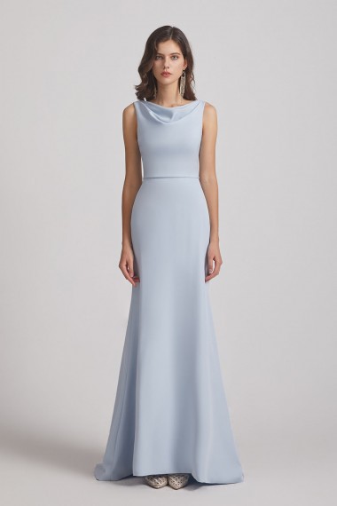 Cowl Fitted Trumpet Sleeveless Blue Bridesmaid Dresses Canada