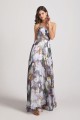 Strapless Cross-Ruched Bodice Patterned Floral Bridesmaid Dresses Canada